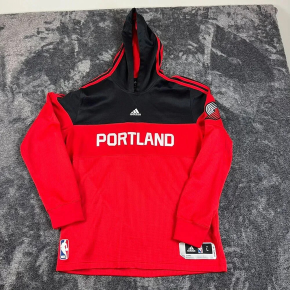 Vtg Adidas NBA Portland Trailblazers Men's L Hoodie Jersey Sweatshirt - Picture 1 of 15